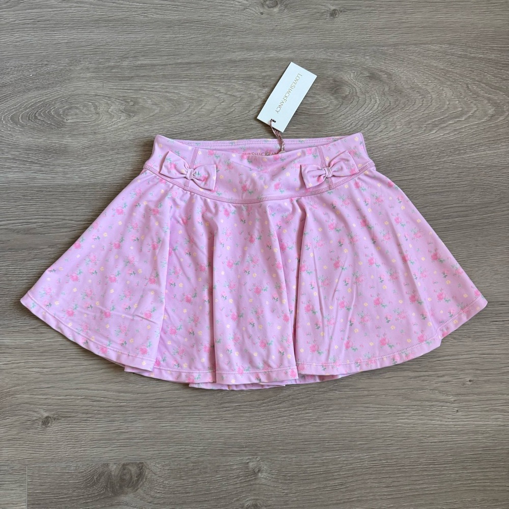 🆕 LoveShackFancy Pink Floral Ibiza Sunset Corene Floral Active Skirt with Shorts
